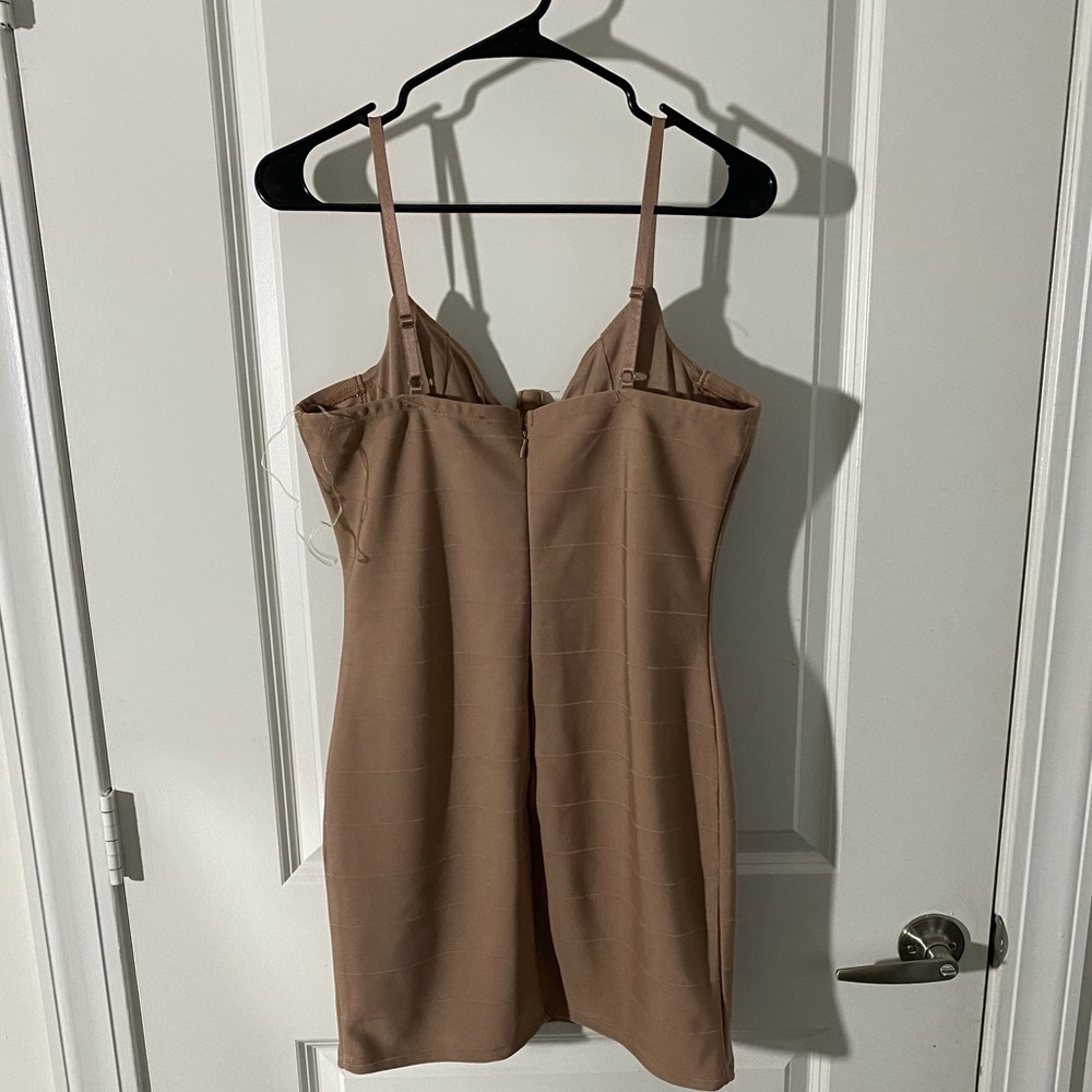 Fashion-Taupe Bandage mini dress